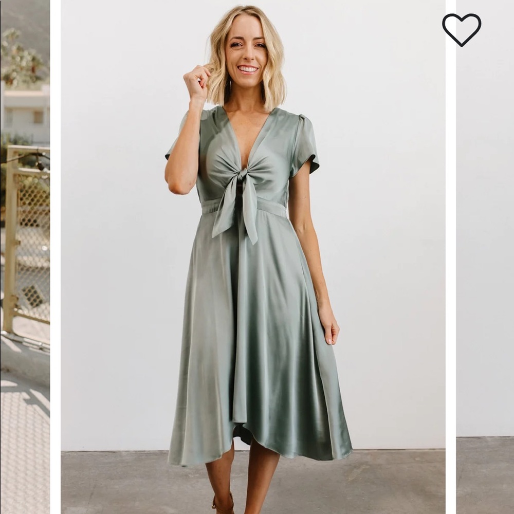 Sage satin midi dress NWT